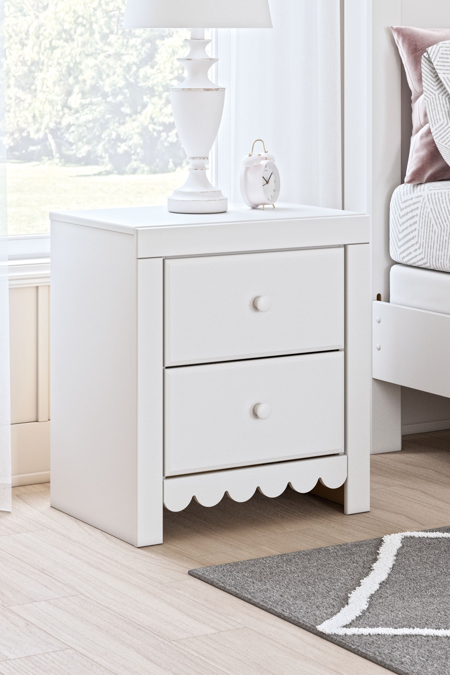 Mollviney - Two Drawer Night Stand - White