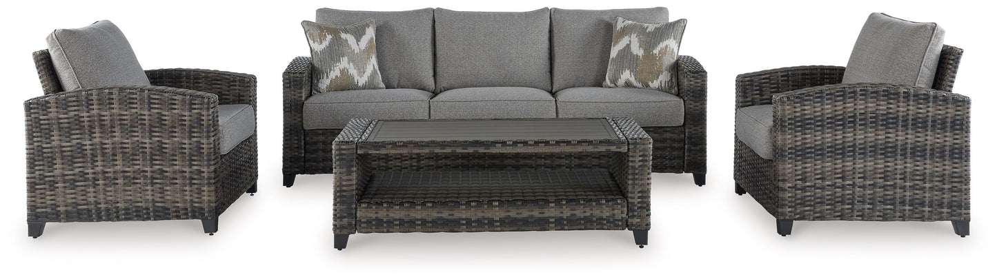 Oasis Court - Sofa, Chairs, Table Set (Set of 4) - Gray