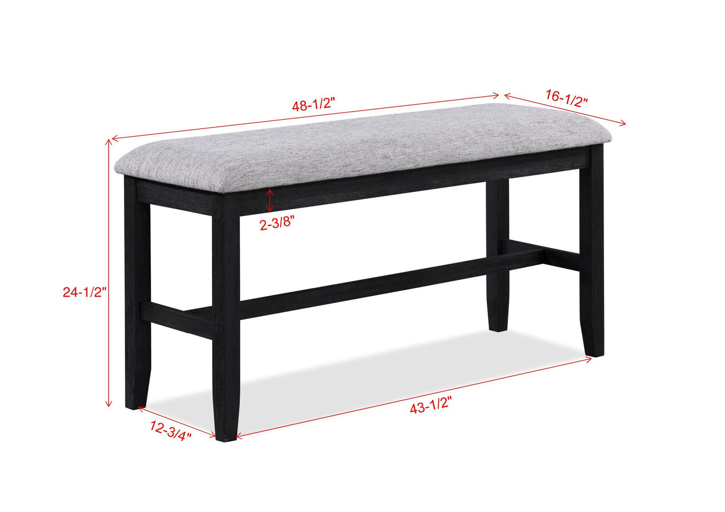 Buford - Counter Height Bench - Charcoal / Light Gray