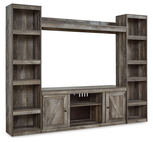Wynnlow - 4-Piece Entertainment Center With LG TV Stand W/Fireplace Option - Gray