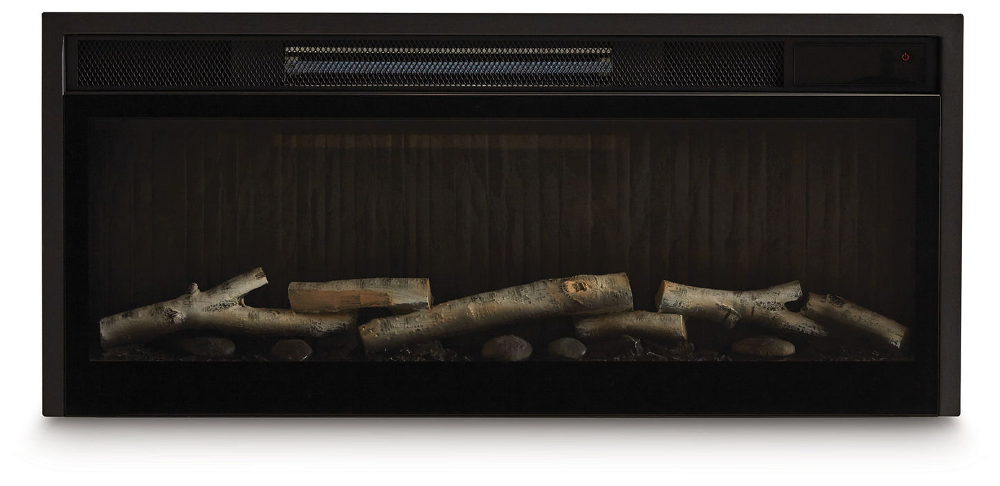 Entertainment Accessories - Fireplace Insert With Faux Birch Log Set - Black
