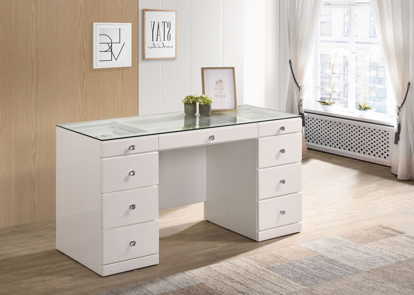 Avery - Vanity Set (With LED Luxo Mirror) - White