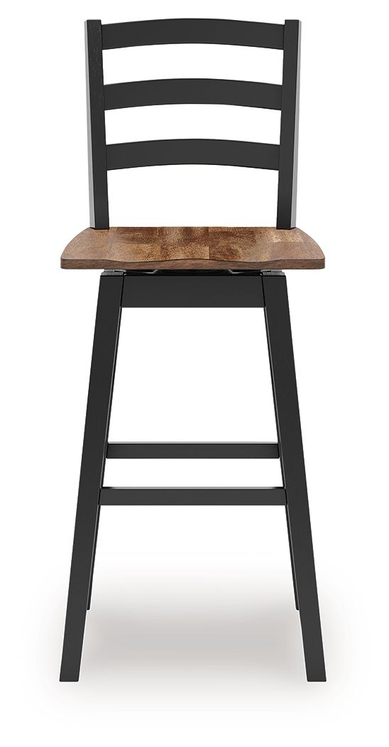 Wildenauer - Tall Swivel Barstool (Set of 2) - Brown / Black