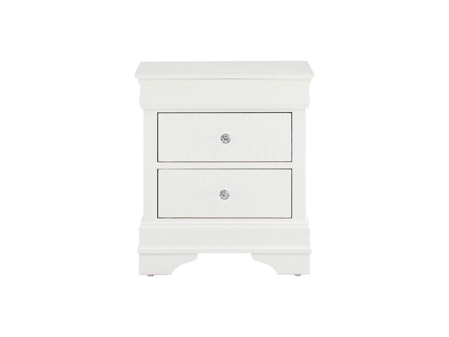 Global Pompei - 2 Drawer Nightstand - Metallic White