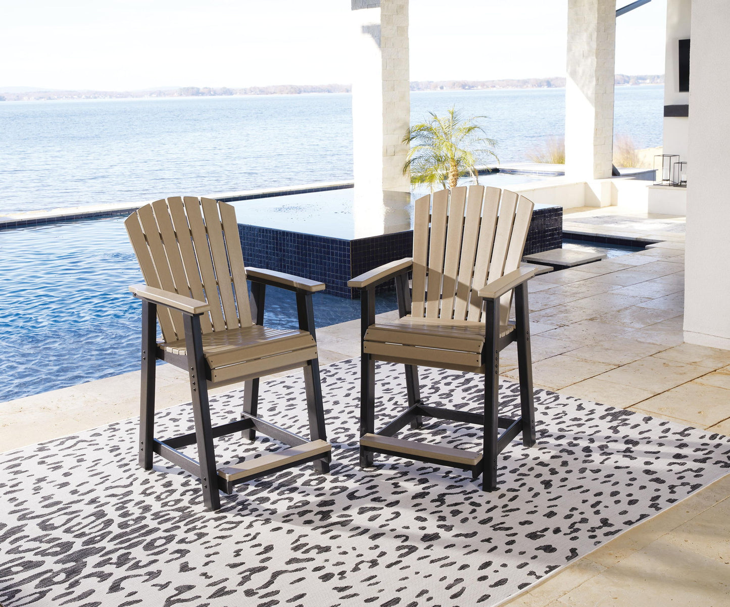 Fairen Trail - Barstool (Set of 2) - Black / Driftwood