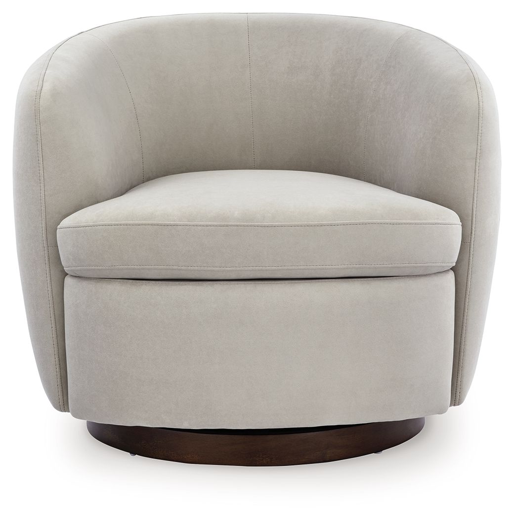 Annbury - Swivel Accent Chair - Light Beige