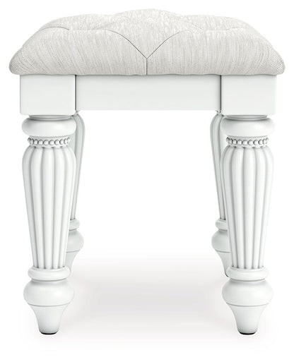 Kozlani - Vanity Upholstered Stool - White